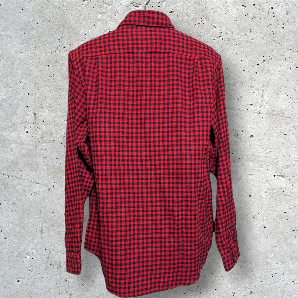 GOODFELLOW Red Black Buffalo Check Plaid Button Up Shirt Men's Large Holiday NEW - Picture 2 of 7